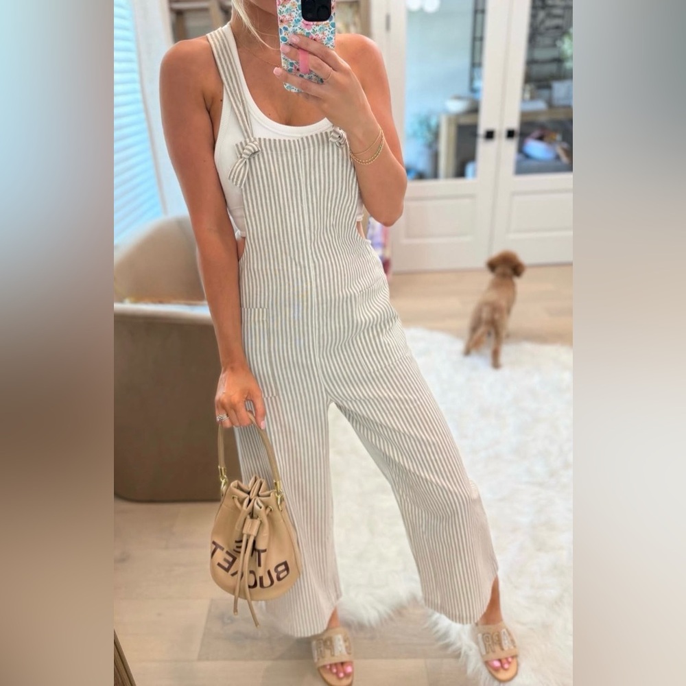 Elegant Striped Cream Jumpsuit